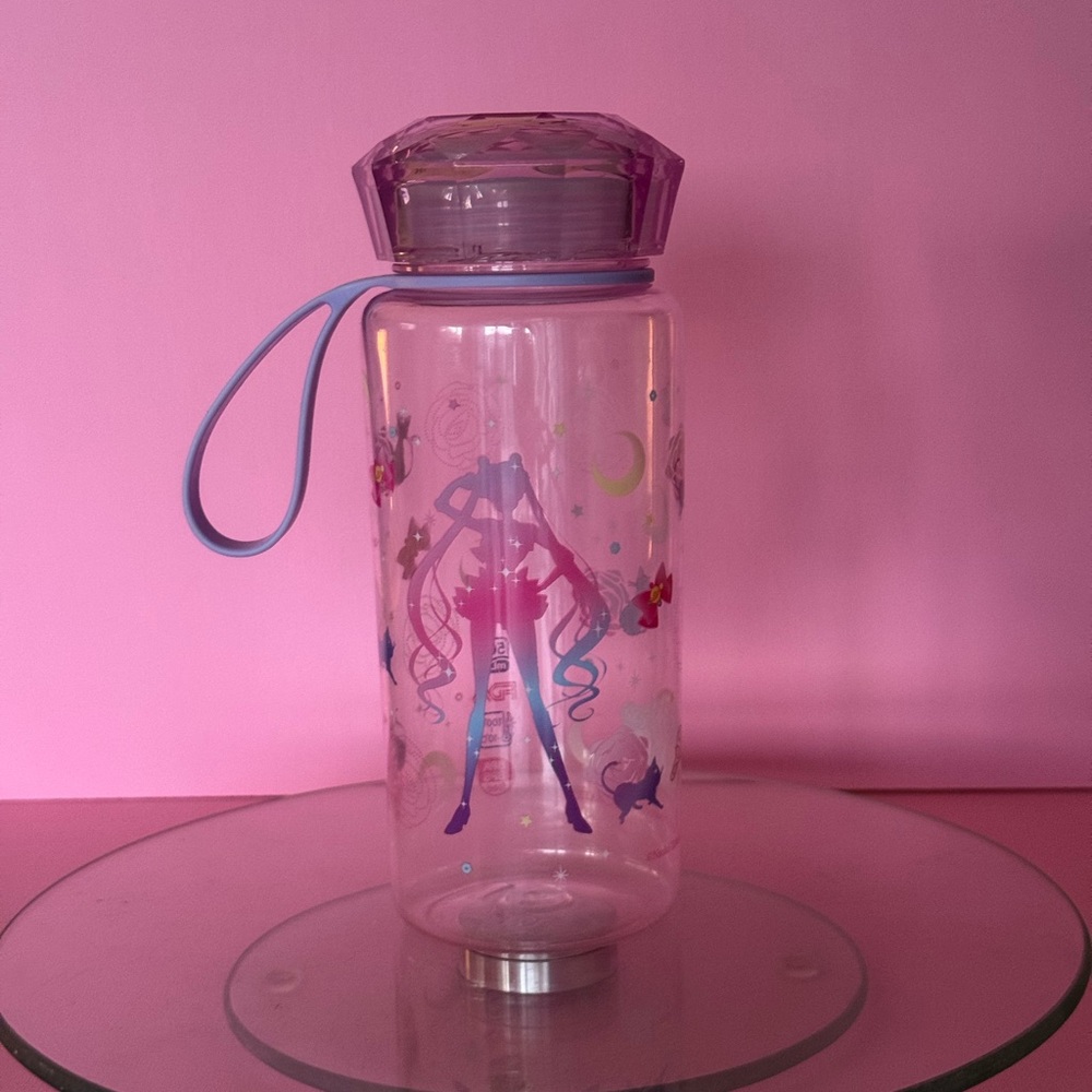 Sailor Moon Clear Water Bottle with Pink & Blue Accents 500ml